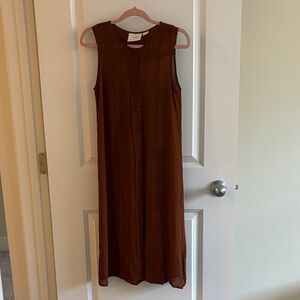Anthropologie Chocolate Brown Midi Dress